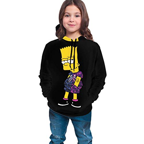 Henrnt Bart Simp-Son Logo Divertido y Buen Aspecto Adolescente Sudadera Chaqueta Negro Cómodo Clásico Niño y Niña Unisex-Bebé