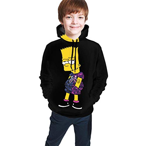 Henrnt Bart Simp-Son Logo Divertido y Buen Aspecto Adolescente Sudadera Chaqueta Negro Cómodo Clásico Niño y Niña Unisex-Bebé