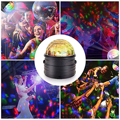 Herefun Luces Discoteca, Discoteca Luces RGB LED Mini Crystal Magic Bola Giratoria Efecto LED Escenario Luces para Cumpleaños, Discoteca, Fiesta, Bar, Navidad, Bodas