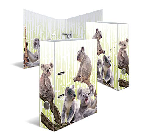 HERMA Archivador de anillas con palanca Animales exóticos con motivo Familia koala, A4, 70 mm, con estampado interior, 1 carpeta con motivos