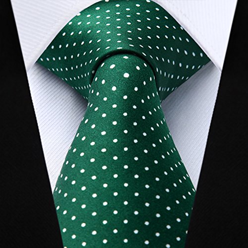 HISDERN Dot Floral Wedding Tie Panuelo para hombres Corbata y bolsillo cuadrado verde