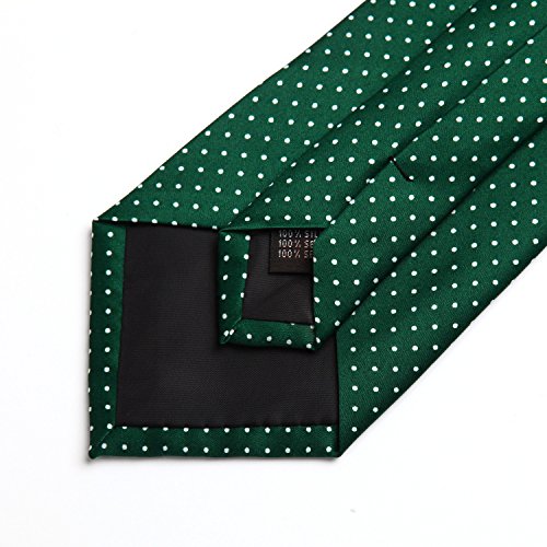 HISDERN Dot Floral Wedding Tie Panuelo para hombres Corbata y bolsillo cuadrado verde