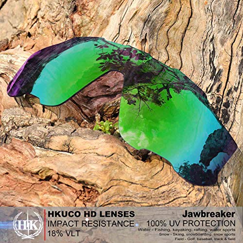 HKUCO Mens Replacement Lenses For Oakley Jawbreaker Sunglasses Emerald Green Polarized