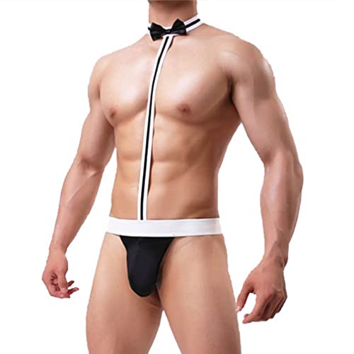 Hombre Sexy Pantalones Ropa Interior Tanga Hombre V Sling Manikini Bañador Pantalones Cortos de baño Traje de Fiesta Alternativo Bikini (Negro)