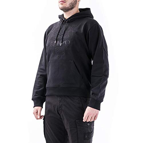 Hoodie Kenzo Tiger Hombre, Negro Tigre Bordado Manga Larga (Corte regular – Talla pequeña) Negro S corto