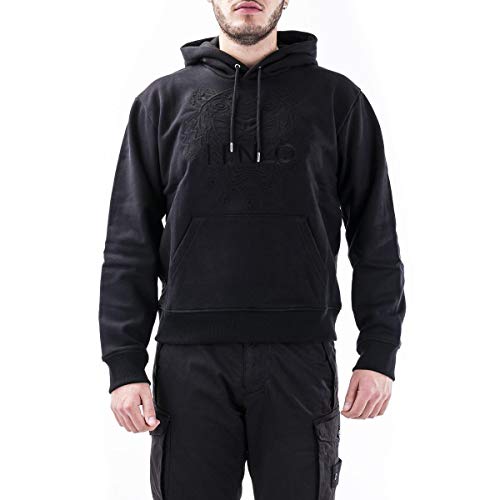 Hoodie Kenzo Tiger Hombre, Negro Tigre Bordado Manga Larga (Corte regular – Talla pequeña) Negro S corto