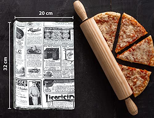 Hostelnovo - 100 Unidades de Papel antigrasa para Envolver Alimentos - Medida única de 32 x 20 cm - Especial para Basket Chips y Cualquier Tipo de Recipiente - Papel de periódico