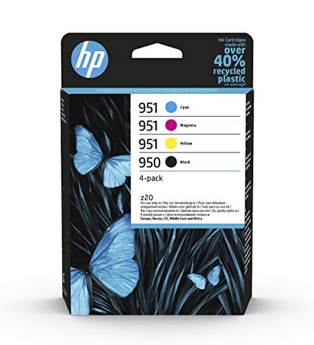 HP 950-951 6ZC65AE, Negro, Cian, Magenta y Amarillo, Cartuchos de Tinta Originales, Pack de 4, Para impresoras HP Officejet Pro serie 8600, 8100, 251dw, 276sw