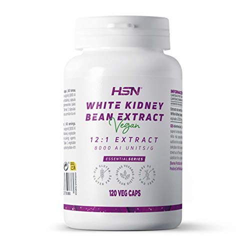 HSN Extracto de Alubia Blanca 500 MG | Potente Bloqueador de Carbohidratos Carb Blocker | Extracto 12 Veces Más Concentrado | No-GMO, Vegano, Sin Gluten | 120 Cápsulas Vegetales