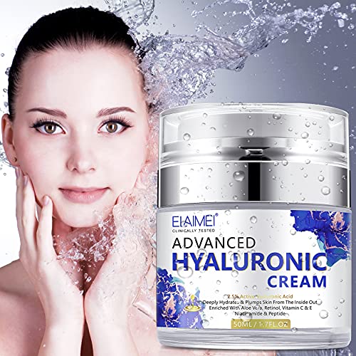 Hyaluronic Acid Face Cream, Crema de ácido hialurónico para rostro, hidrata y suaviza la piel extra seca, antienvejecimiento, humectante facial, colágeno