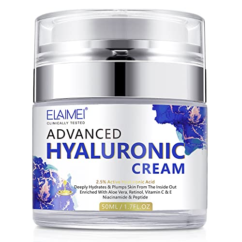 Hyaluronic Acid Face Cream, Crema de ácido hialurónico para rostro, hidrata y suaviza la piel extra seca, antienvejecimiento, humectante facial, colágeno