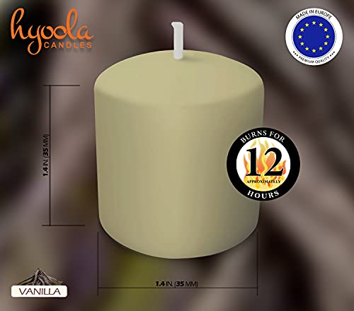 Hyoola Velas Votivas con Perfume - Velas Perfumadas con Aroma a Vainilla - Crema - 12 Horas de Combustión - Pack de 9 Velas Aromáticas - Hechas en Europa