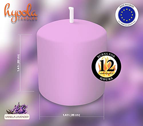 Hyoola Velas Votivas con Perfume - Velas Perfumadas con Aroma a Vainilla y Lavanda - Violeta Claro - 12 Horas de Combustión - Pack de 9 Velas Aromáticas - Hechas en Europa