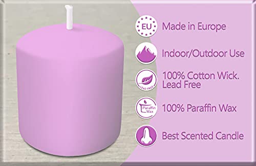 Hyoola Velas Votivas con Perfume - Velas Perfumadas con Aroma a Vainilla y Lavanda - Violeta Claro - 12 Horas de Combustión - Pack de 9 Velas Aromáticas - Hechas en Europa