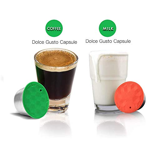 i Cafilas Recargable Dolce Gusto Cápsula Milk Bubber Capsule para Dolce Gusto, Reutilizable Recargable Cápsula Filtro para Dolce Gusto, 2pcs Capsule con Cuchara de café, Cepillo