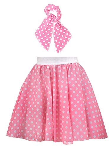 I LOVE FANCY DRESS LTD Falda Longa Rosa Claro con Puntos Blancos Lunares Y PANUELO para EL Cuello Disfraz Estilo AÑOS 50 para NIÑAS Fiestas TEMATICAS, Verano O DANZAS Y TEATROS