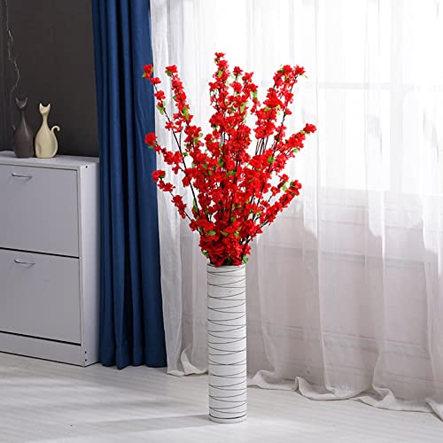 IFMTP 6 ramas artificiales de flor de durazno, 49 pulgadas, tallos de flores de cerezo de primavera, ramos, flores de melocotón, para decoración del hogar, boda, fiesta, sin jarrón