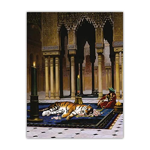 Impresiones en lienzo - Jean Leon Gerome - Reproducciones de Cuadro Famosas - Cuadro en Lienzo - El Dolor del Pasha 50x40cm(20x16inch) Sin Marco