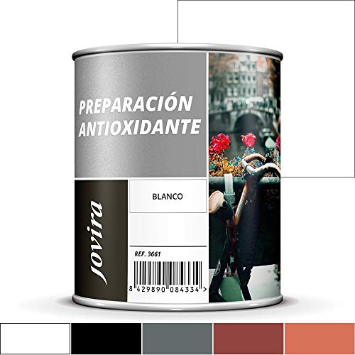 Imprimación Antioxidante Metal. Pintura tratamiento superficies de metal anti oxido. Imprimación uso general, Protección total. Anti oxidante. (750 Mililitros, blanco)