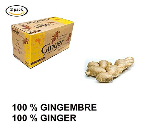 [ INFUSION 100% JENGIBRE ] Set de 2 cajas de infusión con jengibre 100% natural | La magia del rizoma del jengibre! | 2 x 25 sobres de 1.6g