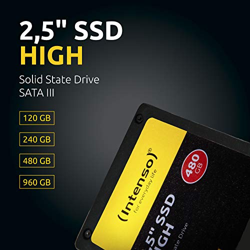 Intenso 240GB SSD Serial ATA III - Disco Duro sólido (240 GB, Serial ATA III, 520 MB/s, 500 MB/s, 6 Gbit/s, 133120 IOPS) Negro (3813440)