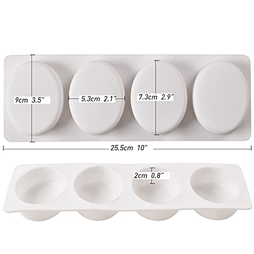 ionEgg Molde ovalado de silicona para hornear, molde de silicona 3D para hornear pasteles de mousse, postre, paquete de 2