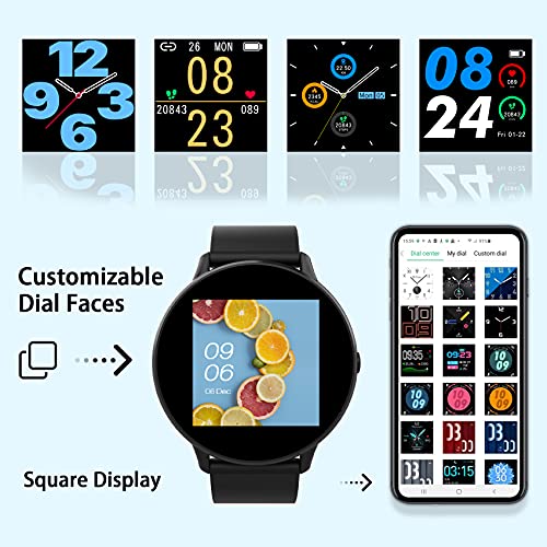 IOWODO Smartwatch Hombre Mujer con Oxímetro(SpO2), Reloj Inteligente Impermeable 5ATM con Notificación de Mensajes Esfera Personalizada Pulsometro Sueño ,Pulsera Actividad Inteligente Para IOS Android