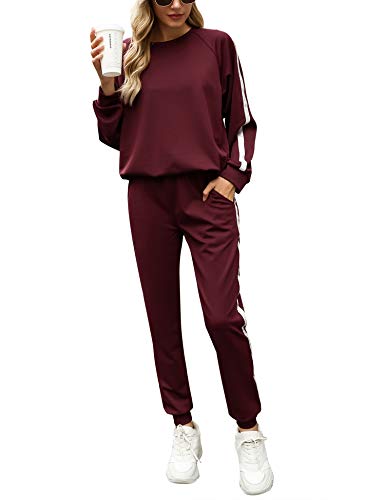 Irevial Conjunto Deporte Mujer, Chándal Mujer Completo 2 Piezas, Ropa Manga Larga de Casa Casual de Primavera Otoño, Conjunto Deportivo, Yoga, Fitness Mujer