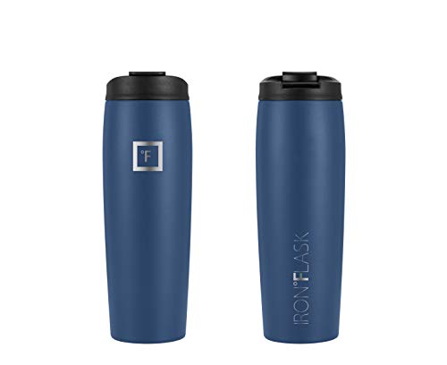 IRON °FLASK Vaso Nomad - 24 oz, 2 Tapas (Pajita/abatible), Botella de Acero Inoxidable aislada al vacío, Moderno de Doble Pared, TN_24 Azul