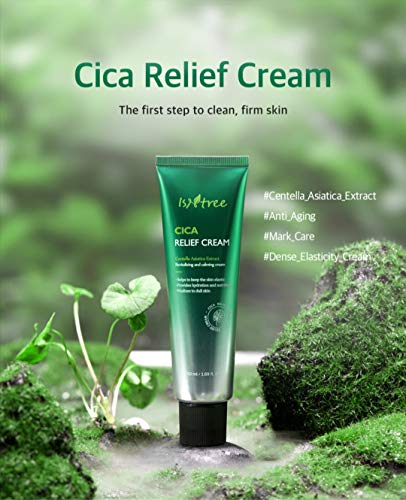 ISNTREE Cica Relief Cream 1.69 fl. oz, crema revitalizante y calmante con extracto de centella asiática y EGF