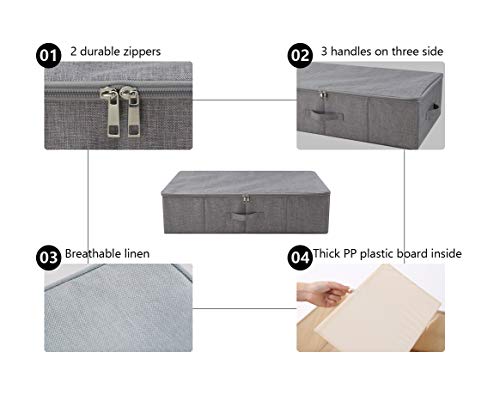 iwill CREATE PRO Cesta de la Cremallera con Tres Lados, Caja de Almacenamiento Plegable Debajo de la Cama para Mantas, edredones, edredones, etc. Gris Oscuro