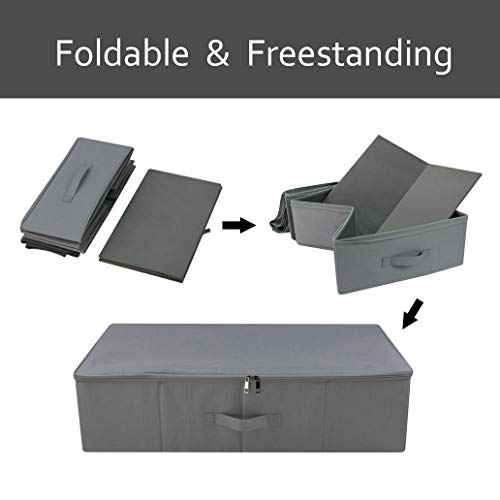 iwill CREATE PRO Cesta de la Cremallera con Tres Lados, Caja de Almacenamiento Plegable Debajo de la Cama para Mantas, edredones, edredones, etc. Gris Oscuro