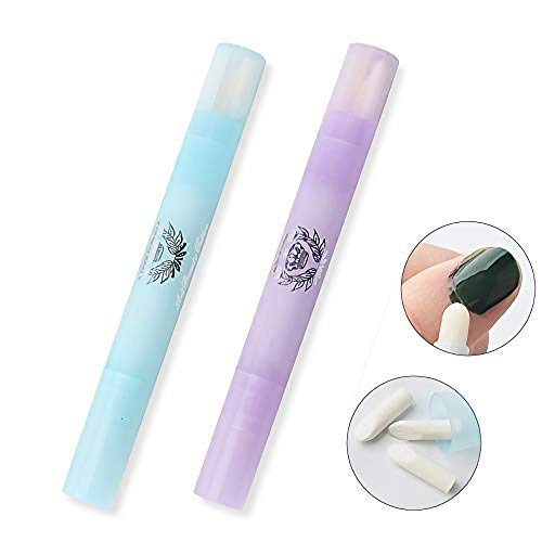 iwobi 2 pcs Pluma removedor de Esmalte de uñas, Nail Art Pen Corrector Gel Pluma correctora de manicura Plumas DIY