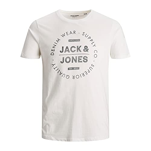 Jack & Jones Jjejeans tee SS Crew Neck Noos 20/21 Camiseta, Blanco (Cloud Dancer), S para Hombre