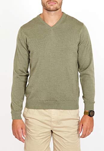 Jack Stuart - Jersey con Cuello en Pico para Hombre, 100% Lana de Merino - Verde Claro, L