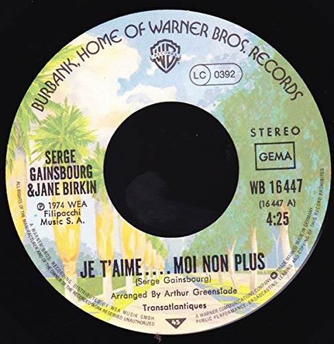 Jane Birkin Avec Serge Gainsbourg - Je T'aime ... Moi Non Plus / Jane B. - Warner Bros. Records - WB 16 447