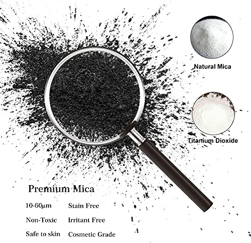 JEMESI Colorante de Resina Epoxi Metálico - 50g Polvo de Mica Natural para Epoxy Resin Art, Fabricación de Jabón - Colorante de Bomba de Baño para Slime, Pintura, Arte Uñas (Negro)