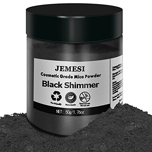 JEMESI Colorante de Resina Epoxi Metálico - 50g Polvo de Mica Natural para Epoxy Resin Art, Fabricación de Jabón - Colorante de Bomba de Baño para Slime, Pintura, Arte Uñas (Negro)