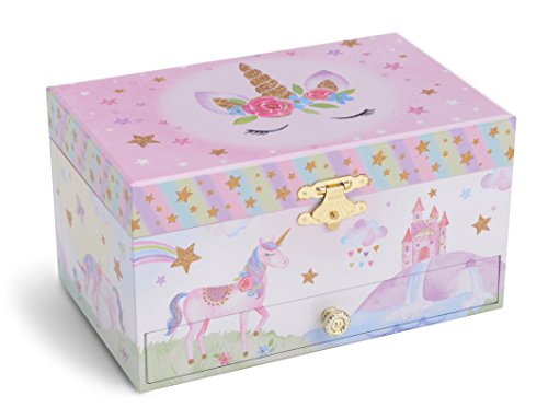 Jewelkeeper - Caja Musical para Joyas para Niñas, con Unicornio Arco Iris y Estrellas de Lentejuelas, con Cajón Extraíble - Melodía The Unicorn