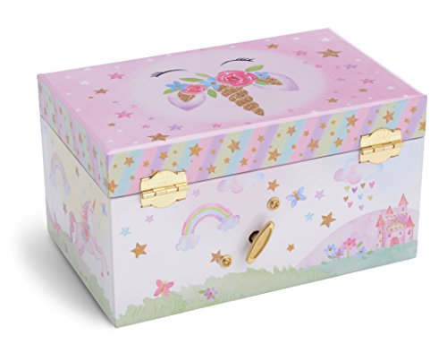 Jewelkeeper - Caja Musical para Joyas para Niñas, con Unicornio Arco Iris y Estrellas de Lentejuelas, con Cajón Extraíble - Melodía The Unicorn