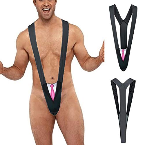 JFAN Tanga para Hombre Sexy Suspensorios Cuello en V Profundo Caballero Corbata Mankini …