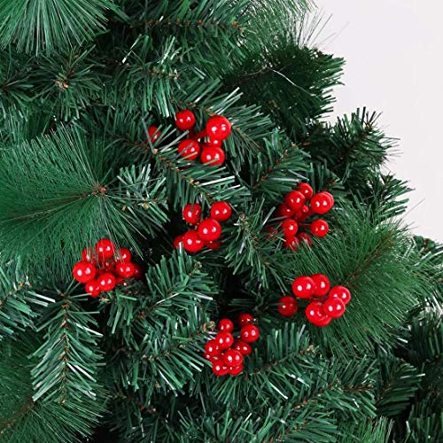 JieGuanG Bayas artificiales, bayas de acebo rojo artificial, 100 piezas de 10 mm de bayas de acebo de Navidad para decoración del árbol de Navidad, manualidades, color rojo