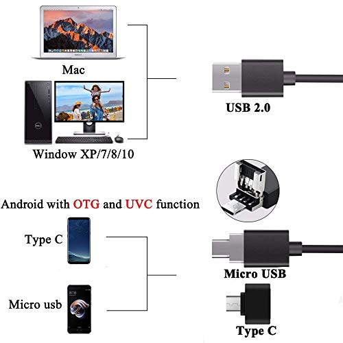 Jiusion Original 40-1000X Microscopio USB con Estuche Portátil, Cámara de Endoscopio Digital de Aumento 8 Leds Base Metálica para Micro USB Tipo C Android, Windows Mac Linux Chrome