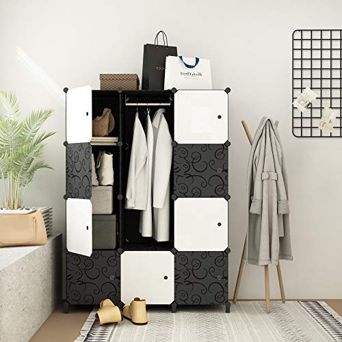 JOISCOPE Armario portátil para Colgar la Ropa, ropero Combinado, Armario Modular para Ahorrar Espacio, Ideal Organizador de Almacenamiento Cubo para Libros, Juguetes, Toallas (12-Cube)