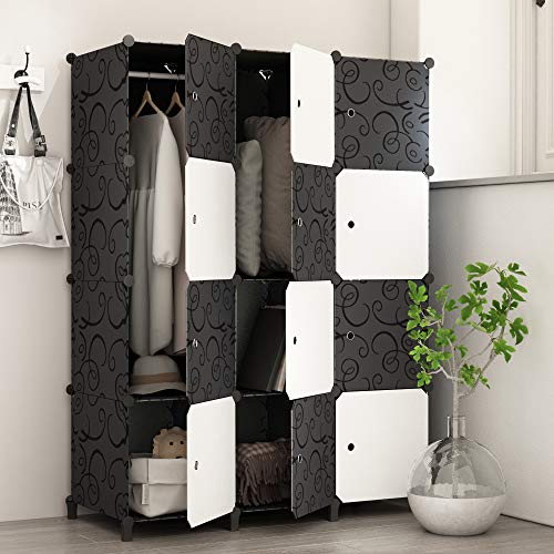 JOISCOPE Armario portátil para Colgar la Ropa, ropero Combinado, Armario Modular para Ahorrar Espacio, Ideal Organizador de Almacenamiento Cubo para Libros, Juguetes, Toallas (12-Cube)