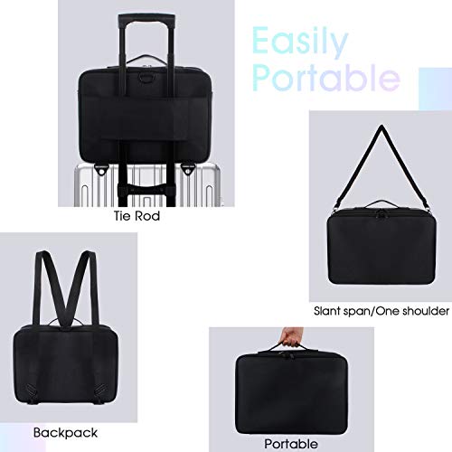 Joligrace Bolsa de Maquillaje Neceser Maquillaje Tela Oxford Cosméticos Bolso de Viaje Maletín Manicura Joyero y Uñas Organizador Grande Makeup Maletín Maquillaje con Correa Vacio Profesional, Negro