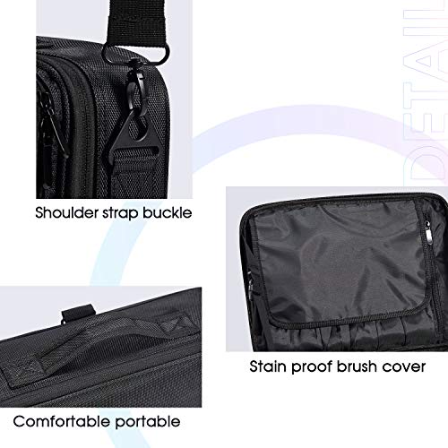 Joligrace Bolsa de Maquillaje Neceser Maquillaje Tela Oxford Cosméticos Bolso de Viaje Maletín Manicura Joyero y Uñas Organizador Grande Makeup Maletín Maquillaje con Correa Vacio Profesional, Negro