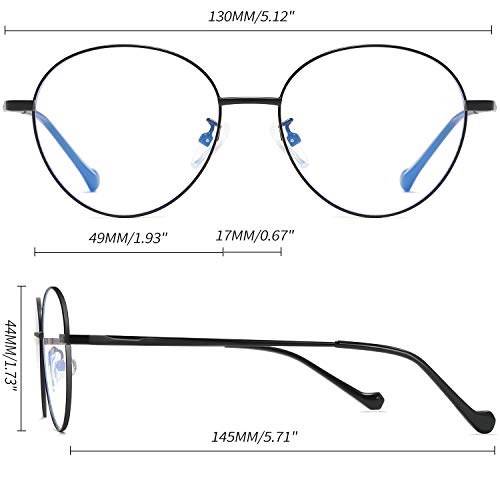 Joopin Gafas Luz Azul Mujer y Hombre para Ordenador Lentes Antireflejantes con Filtro de Luz Azul sin Graduación Montura Redonda de Metal