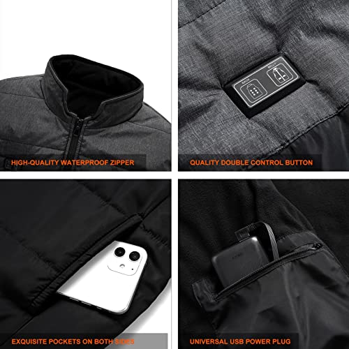 joyvio Chaleco calefactable para Hombre, Chaqueta calefactora eléctrica Ligera para Hombre, Chaleco Recargable por USB con Bolsillos (Color : Gray, Size : 3XL)