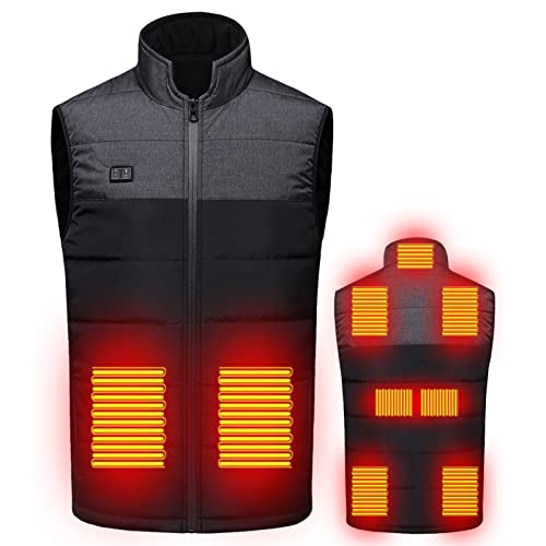 joyvio Chaleco calefactable para Hombre, Chaqueta calefactora eléctrica Ligera para Hombre, Chaleco Recargable por USB con Bolsillos (Color : Gray, Size : 3XL)